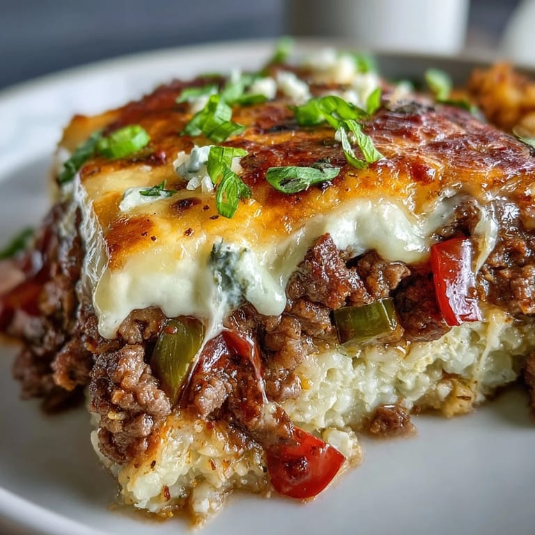 Served hot, this low-carb casserole offers a hearty, comforting keto meal.