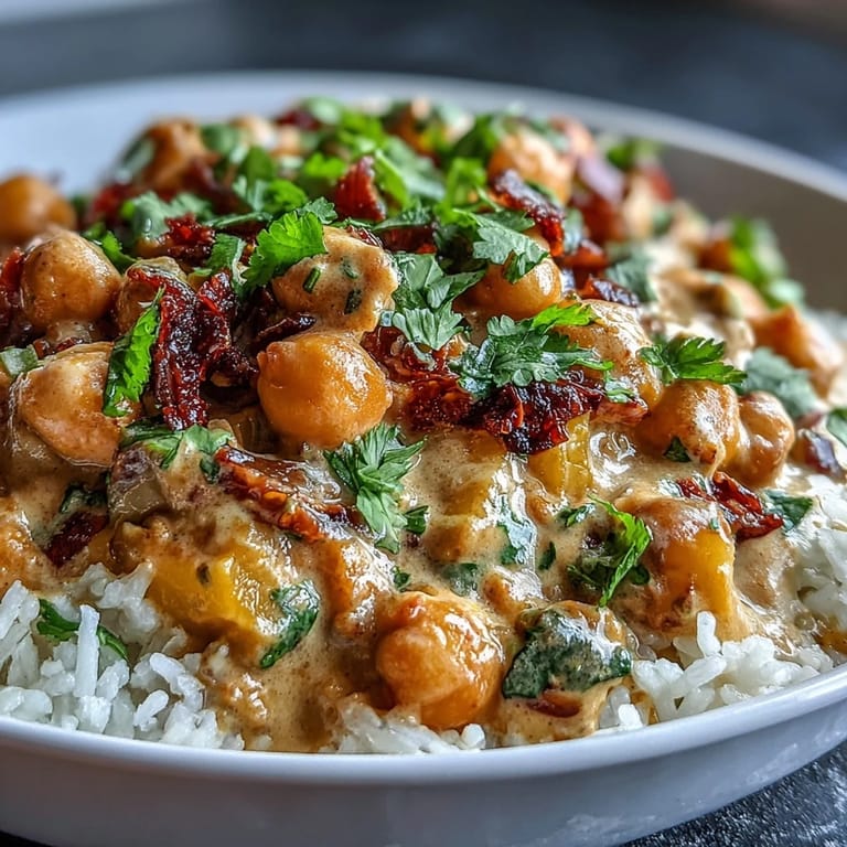 Tropical 20-minute curry with sweet mango, rich coconut milk, and tender chickpeas served on jasmine rice.  