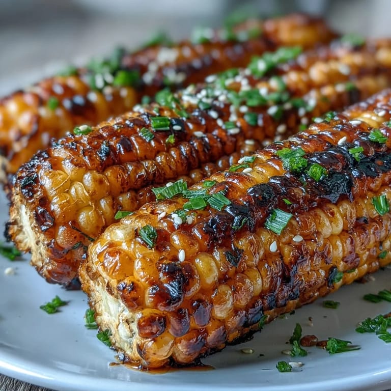 Maiskolben vom Grill mit cremiger Miso-Butter, verfeinert mit Umami-Aromen.