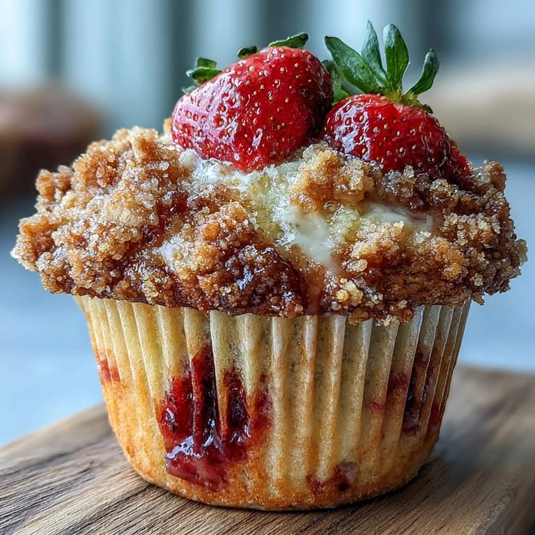 3. Himmlische Erdbeermuffins mit goldbrauner Streuselhaube, die durch die frische Zitronenschale einen besonderen Twist erhalten.