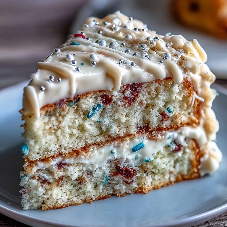 Glanzvoller Konfettikuchen Class of 2026, dekoriert mit extra Streuseln und Sekt-Glasur.