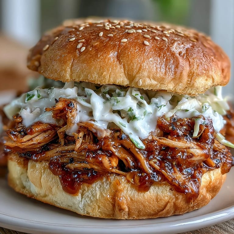 Gaumenfreude: Geräucherte Hähnchenbrötchen mit einer unwiderstehlichen, cremigen weißen BBQ-Sauce.