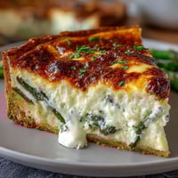 1. Elegante Quiche mit zartem Spargel und cremigem Brie, perfekt für ein festliches Brunch.  